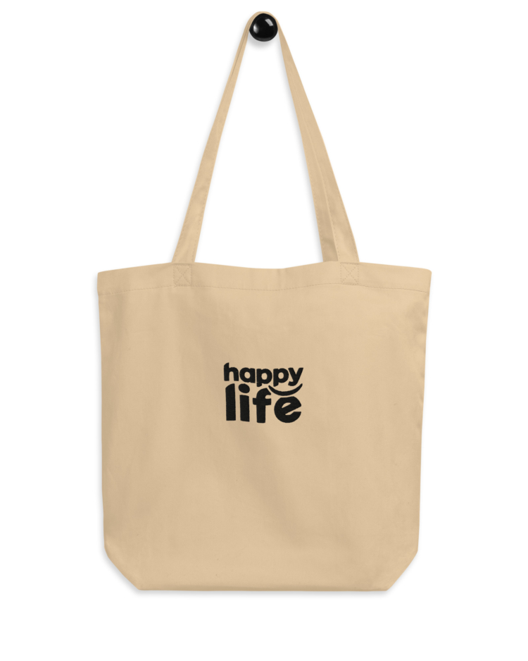 Happy Life Embroidery Eco Tote Bag