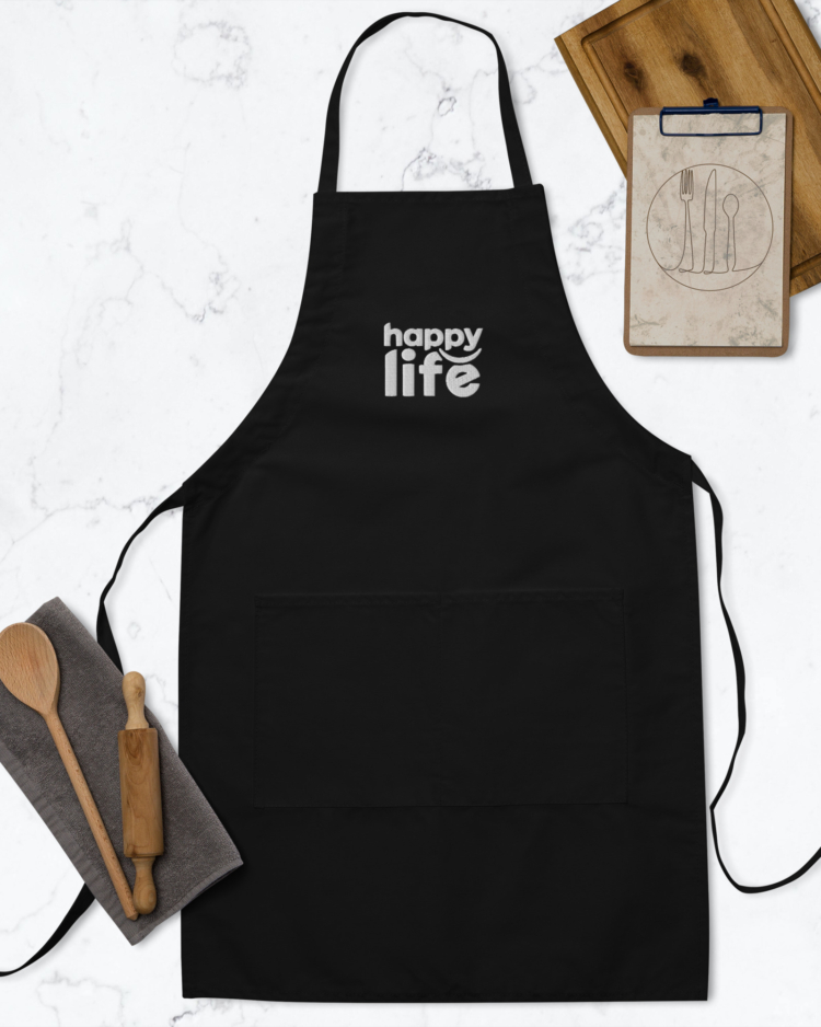 Happy Life Embroidered Apron