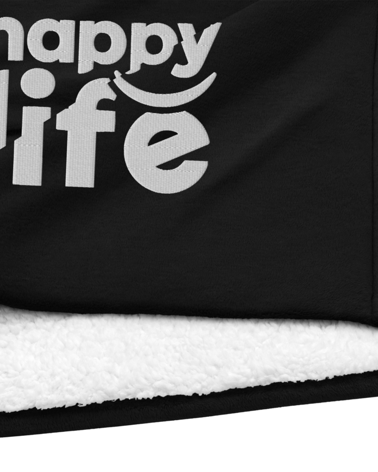 Happy Life Embroidered Premium Sherpa blanket