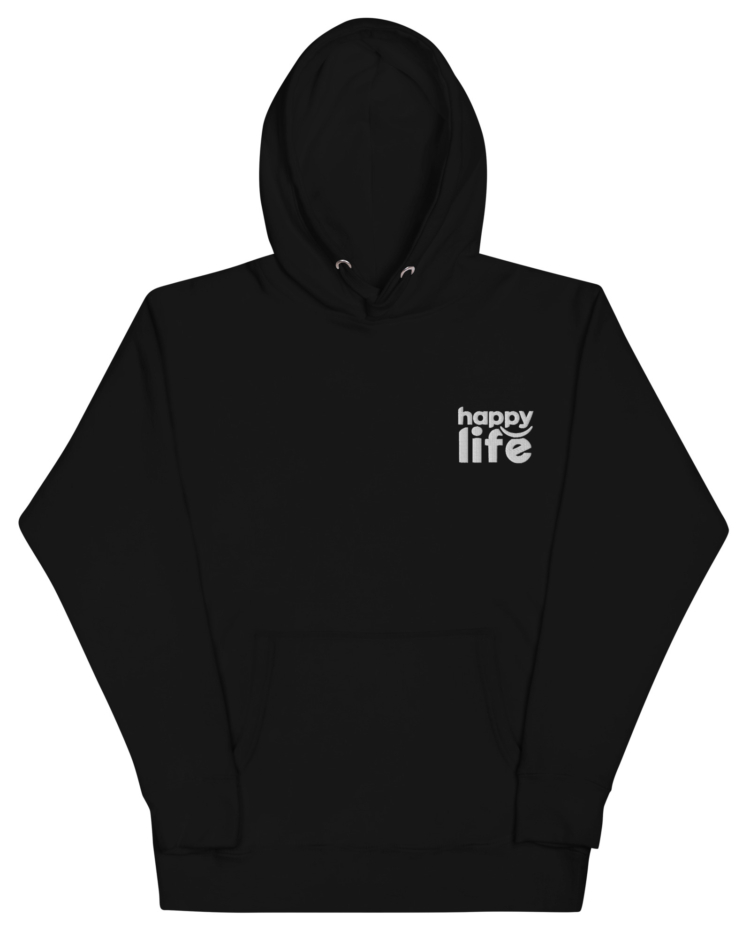 Happy Life Embrodried Unisex Hoodie